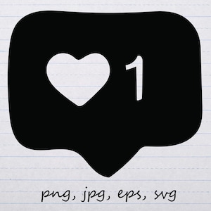 Instagram comme coeur amour silhouette clipart graphique vectoriel Timbre numérique svg png jpg eps influenceur médias sociaux préféré