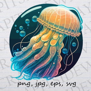 Beautiful jellyfish clipart vector graphic svg png jpg eps under the sea sea life ocean