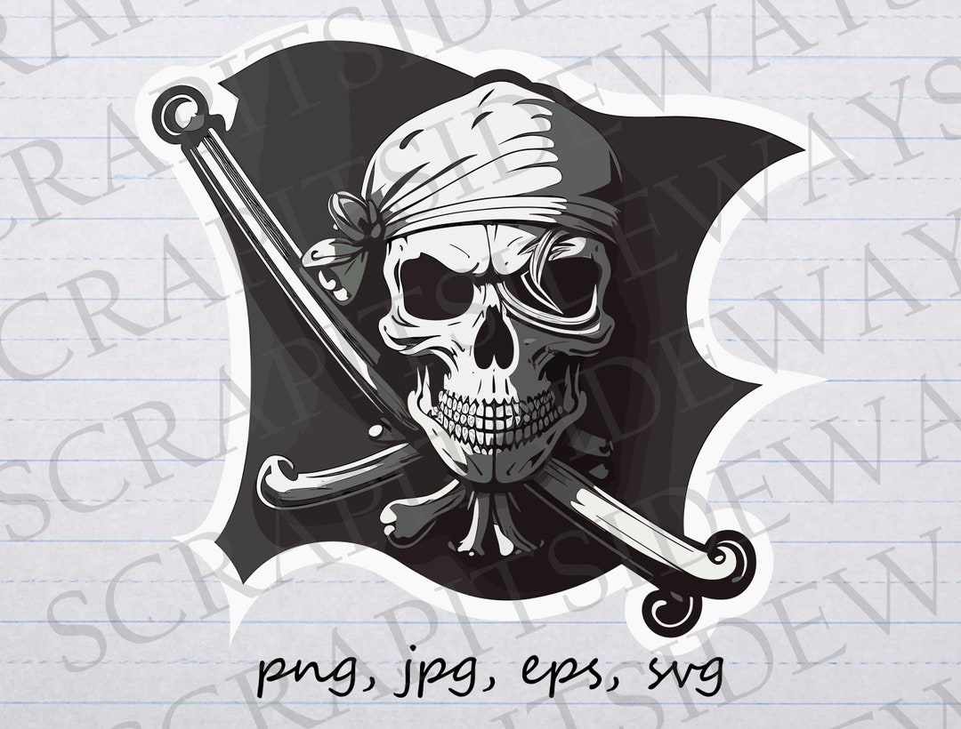 Pirate Flag Clipart Vector Graphic Svg Png Jpg Eps Skull Jolly Roger ...