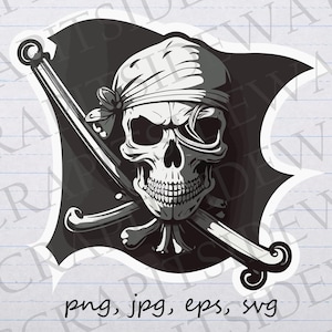 Pirate flag clipart vector graphic svg png jpg eps skull jolly roger