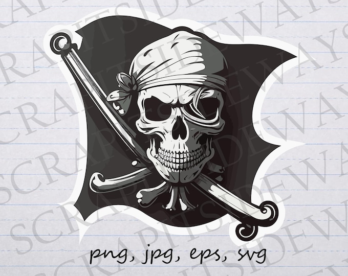 Jolly Roger Pirate Flag SVG PNG Download Printable Vector Graphic Iron ...