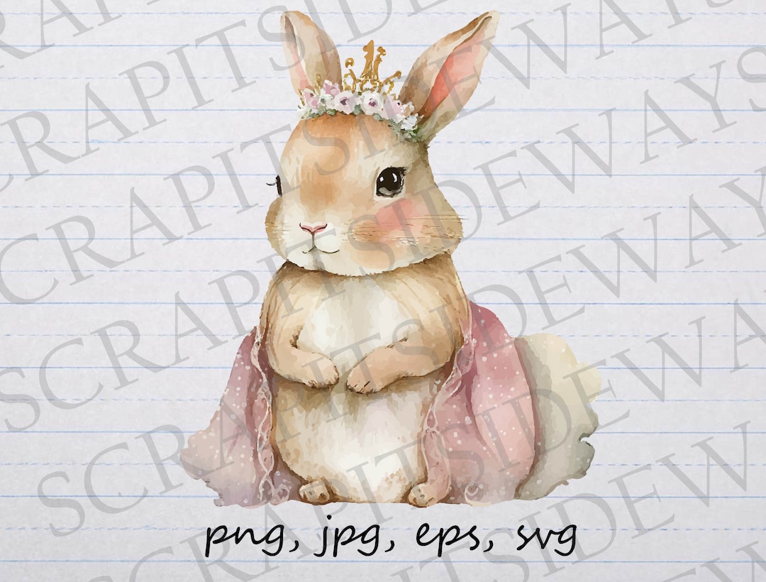 Watercolor Princess Bunny Rabbit Clipart Vector Graphic Svg Png Jpg Eps ...