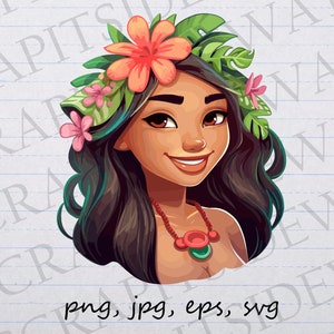 Linda garota havaiana clipart vetor gráfico svg png jpg eps Mulher samoana Garota da ilha