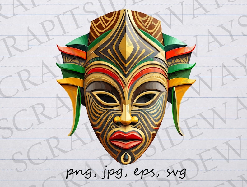 African Mask clipart vector graphic svg png jpg eps sticker design t-shirt design Africa ceremonial mask image 1