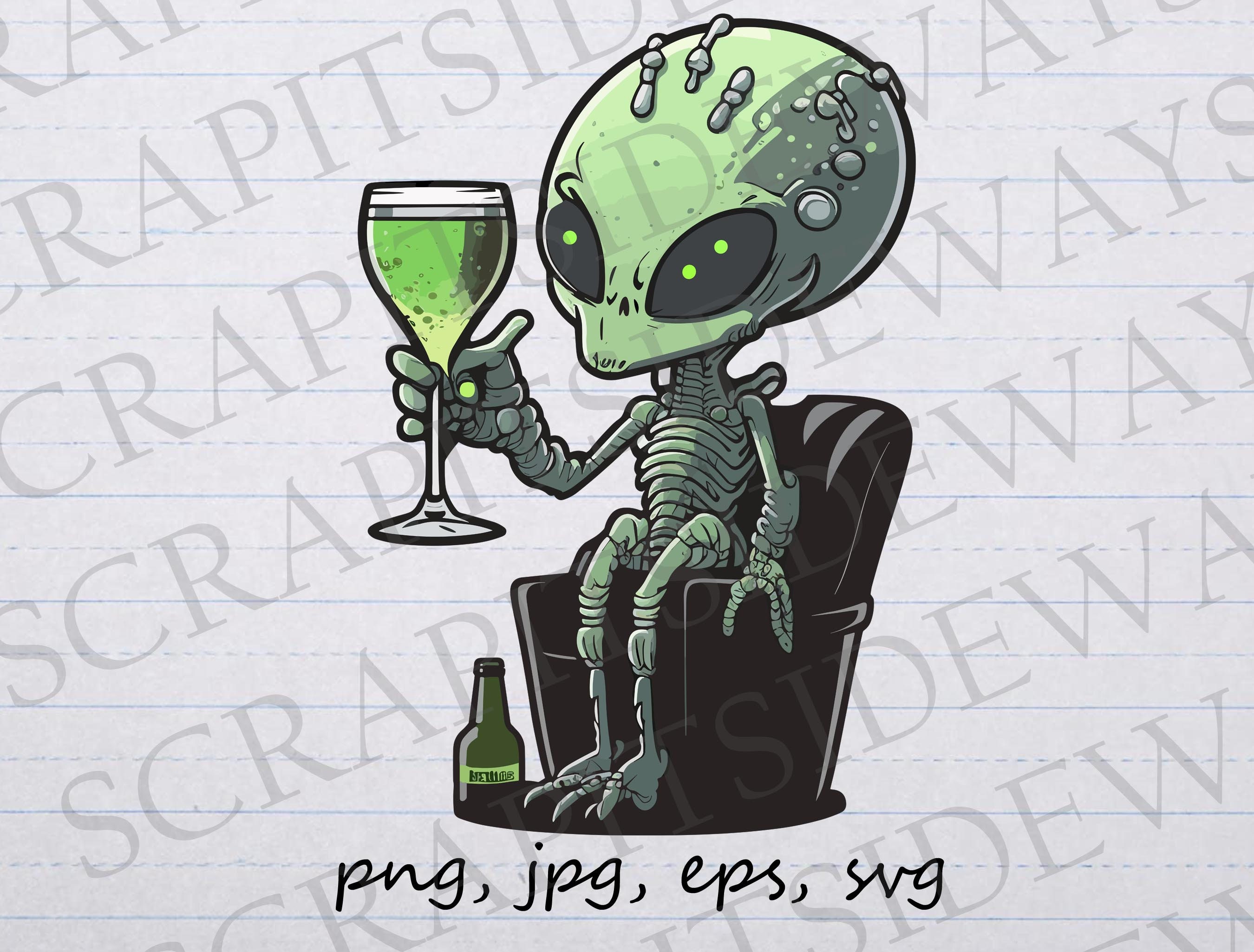 Alien Having Cocktails Clipart Vector Graphic Svg Png Jpg Eps Alien ...