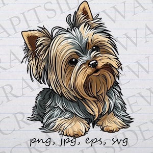 Cute Yorkie clipart vector graphic svg png jpg eps dog puppy Yorkshire terrier
