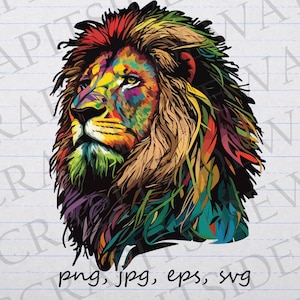 Leão colorido clipart gráfico vetorial svg png jpg eps leão majestoso safari animal