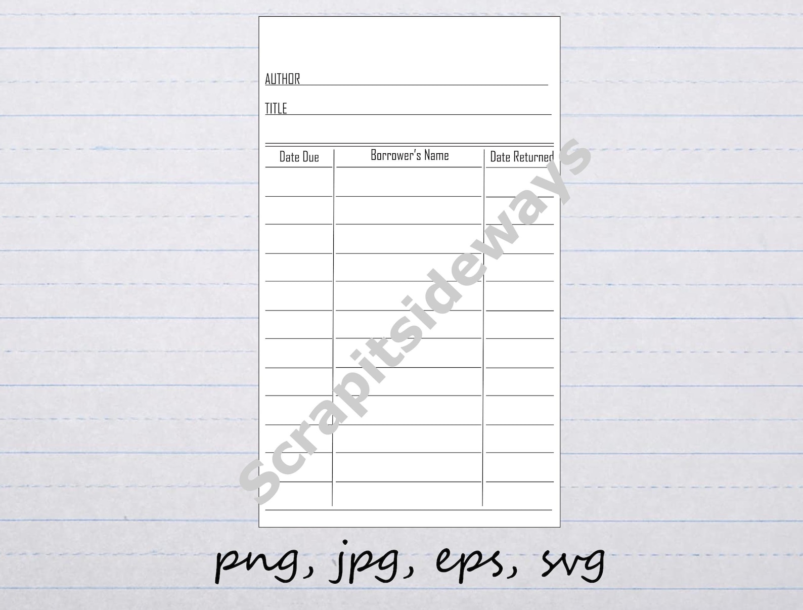 Library Card Clipart Vector Graphic Digital Stamp Svg Png Jpg Eps ...