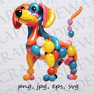 Balloon animal dog clipart vector graphic svg png jpg eps sticker design t-shirt design puppy balloons party birthday