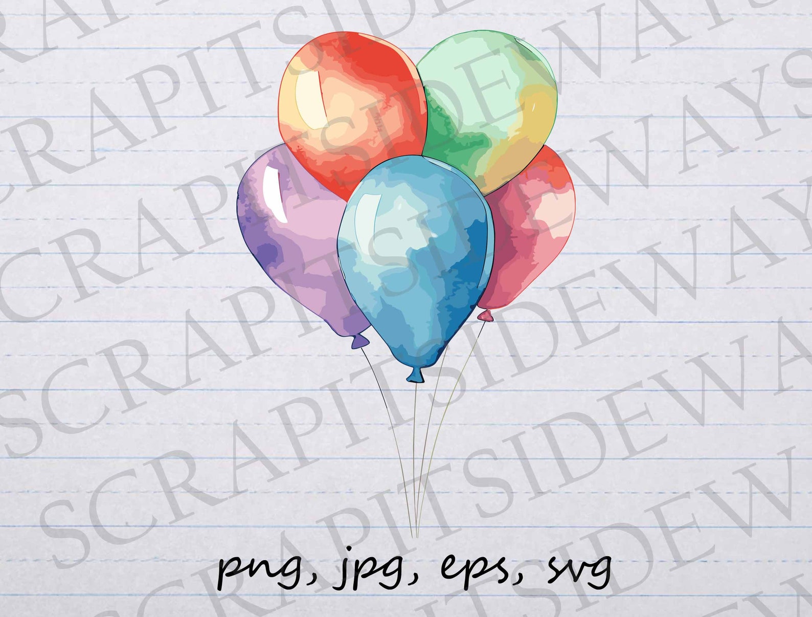 Watercolor Balloons Clip Art Clipart Vector Graphic Svg Png Jpg Eps ...