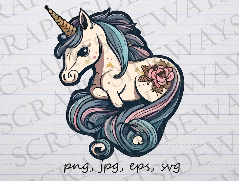 Cute Unicorn Clipart Vector Graphic Svg Png Jpg Eps Magical Creature - Etsy