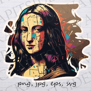 グラフィティ モナリザ クリップアート ベクター グラフィック SVG PNG JPG EPS ステッカー デザイン T シャツ デザイン 傑作 クラシック アート