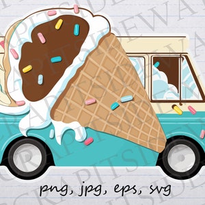 Helado Camión clipart vector gráfico svg png jpg eps vehículo vintage diseño de camiseta diseño de pegatina
