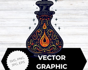 Vintage alchemie fles clipart | Afbeelding toverdrankfles | Magische fles hekserijapotheker | SVG PNG eps jpeg digitale download