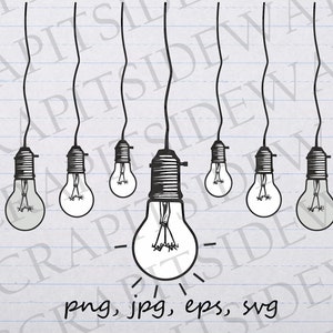 Lightbulbs 2 clipart vector graphic svg png jpg eps sticker design t-shirt design hanging lights string lights