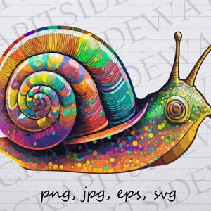 Colorful snail clipart vector graphic svg png jpg eps psychedelic animal rainbow