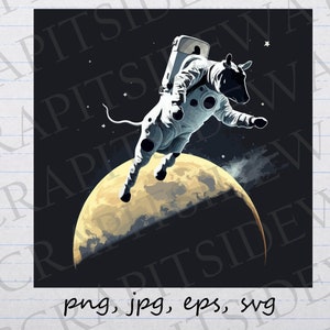 Cow astronaut clipart vector graphic svg png jpg eps cow jumping over the moon