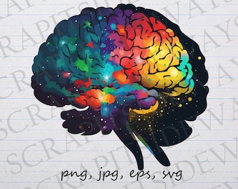 Galaxy brain clipart vector graphic svg png jpg eps brain with galaxies colorful