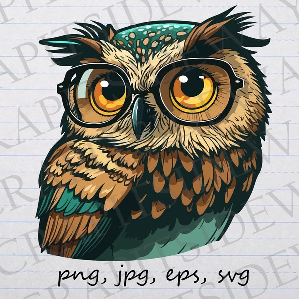 Owl With Glasses - Etsy