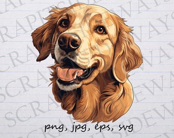 golden retriever head clipart vector graphic svg png jpg eps dog puppy pet dog lover golden lover cute dog dog portrait