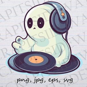 DJ ghost clipart vectoriel svg png jpg eps disc jockey deejay