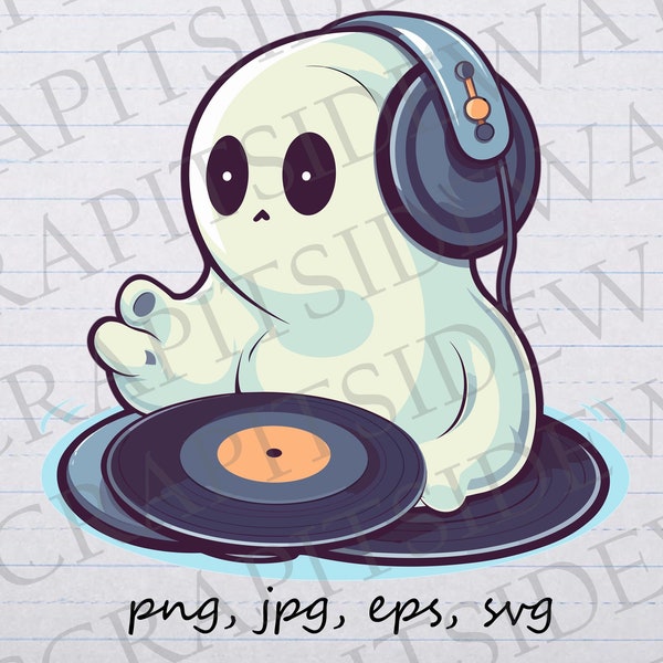 DJ ghost clipart vector graphic svg png jpg eps disc jockey deejay