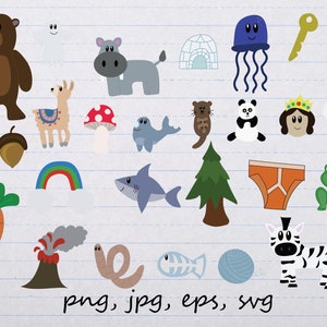 full alphabet clipart A to Z vector graphics and elements svg png jpg eps letters clipart bear narwhal otter igloo acorn frog ghost