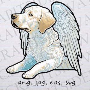 Angel dog clipart vector graphic svg png jpg eps sticker design t-shirt design heaven golden retriever puppy