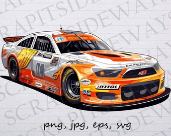 Nascar auto glinsterende clip art clipart vectorafbeelding svg png jpg eps, snelle auto, oranje auto, rallyauto