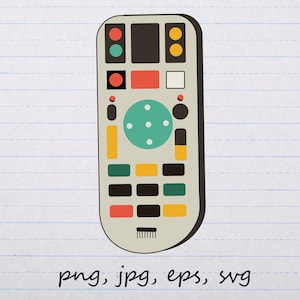 Retro TV remote control clipart vector graphic svg png jpg eps television remote clicker