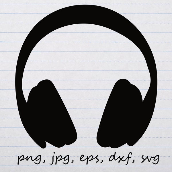 Headphones silhouette clipart vector graphic Digital stamp svg png jpg eps dxf music gamer gaming earphones