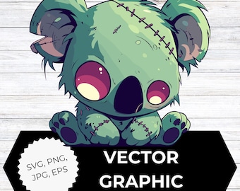 Creepy Cute Frankenstein Koala Clipart | Adorable Monster Koala SVG PNG eps jpg | Halloween Spooky Animal vector graphic