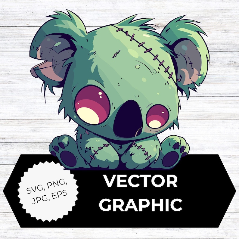Creepy Cute Frankenstein Koala Clipart | Adorable Monster Koala SVG PNG ...
