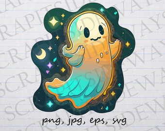Cute ghost clipart vector graphic svg png jpg eps Halloween