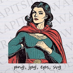Bande dessinée super-héros femme clipart vectoriel svg png jpg eps super-héros de style bande dessinée super femme