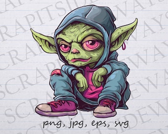 urban goblin clip art clipart vector graphic svg png jpg eps, streetwear goblin, teenage goblin