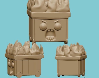 ALLEEN STL-bestand afvalcontainer, boze vuilnisbak, boze prullenbak, grappige stl, grappig 3D-printen, 3D-afdrukbestand