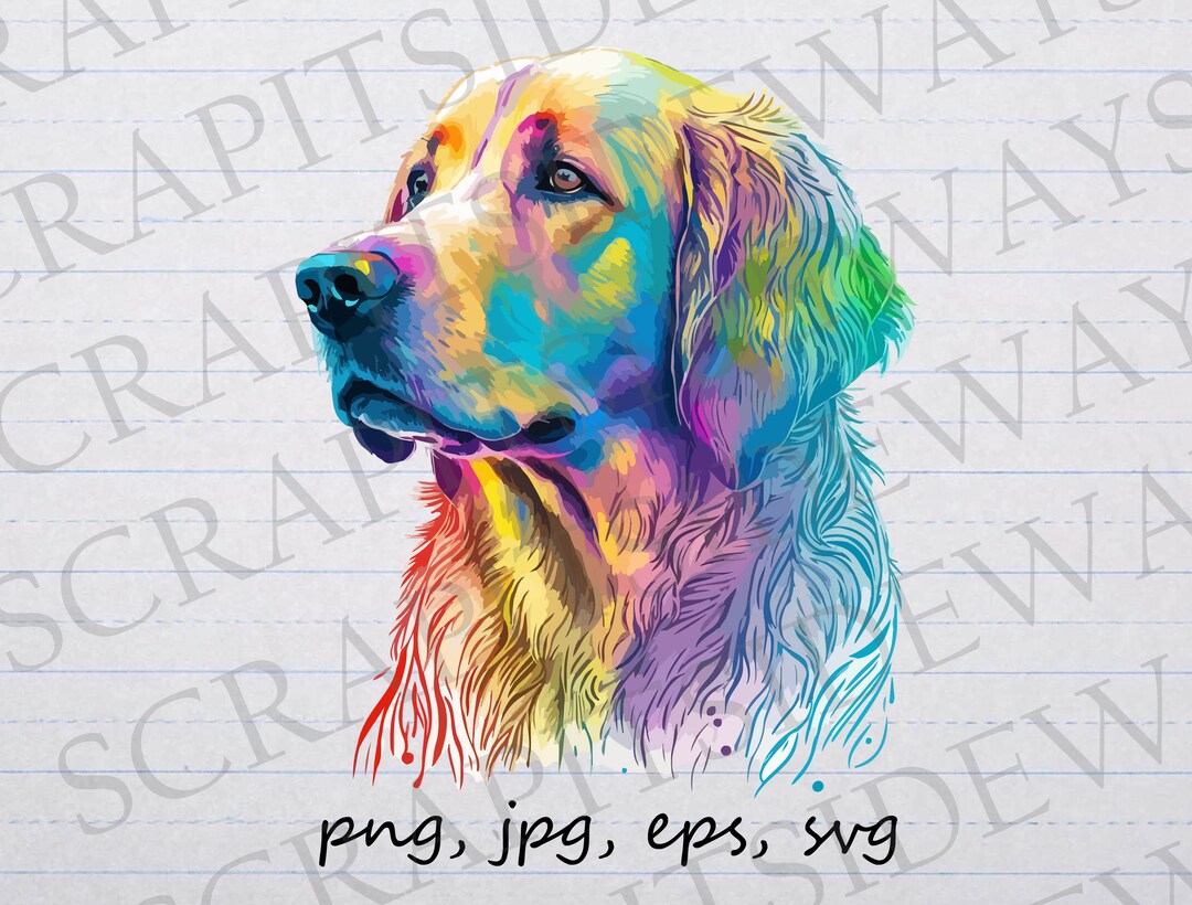 Colorful Golden Retriever Clipart Vector Graphic Svg Png Jpg Eps Dog ...