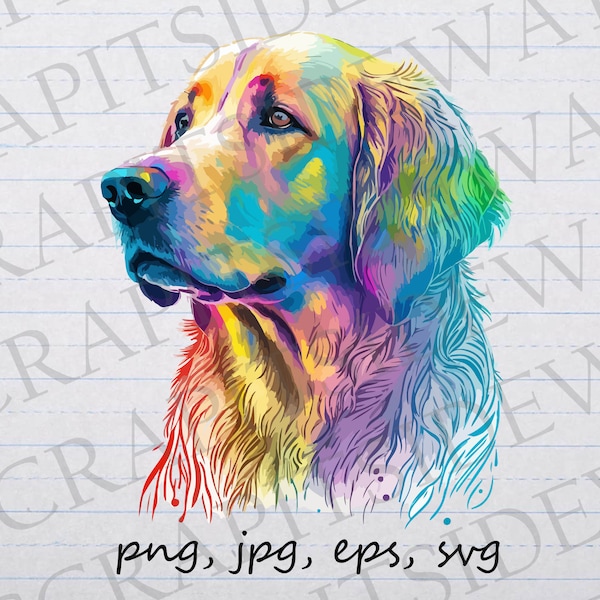 colorful golden retriever clipart vector graphic svg png jpg eps dog puppy