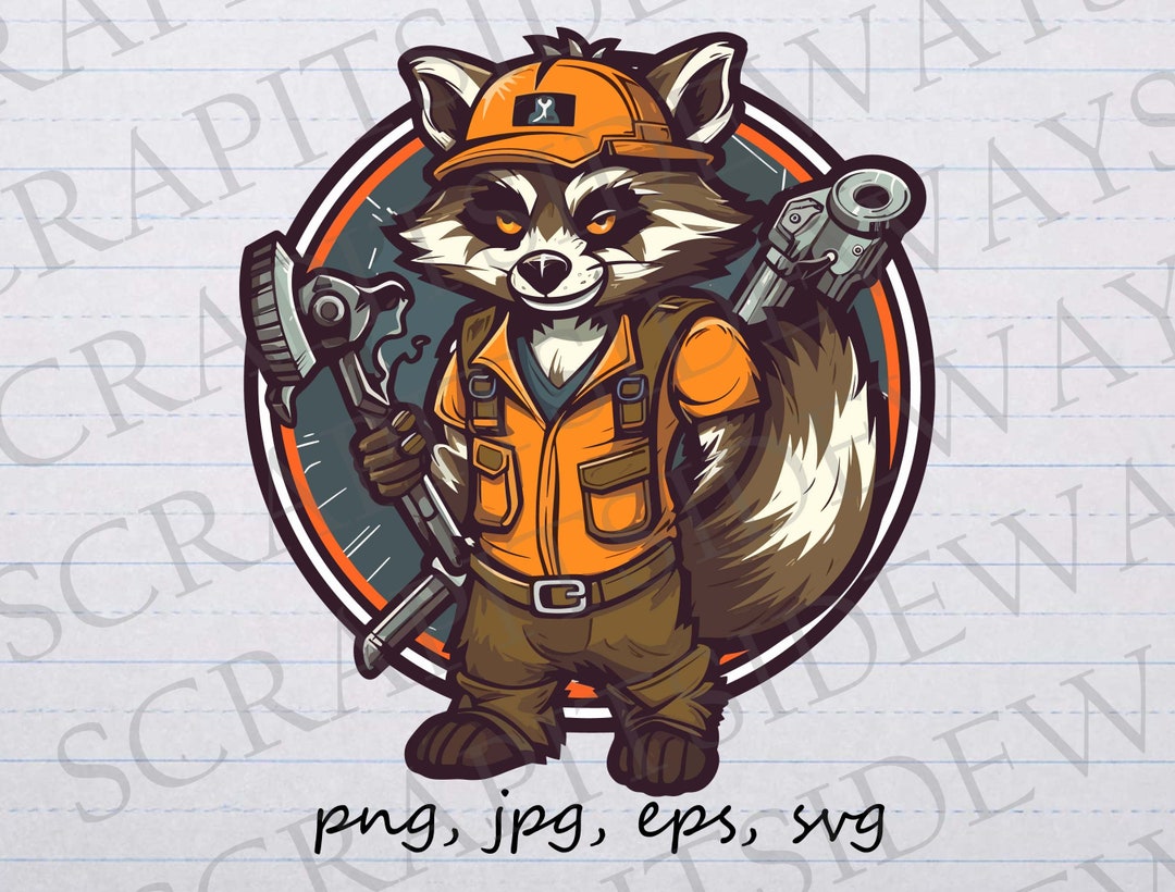 Mechanic Raccoon Sticker Raccoon Mechanic Clipart Vector Graphic Svg Png Jpg Eps Worker Handy ...