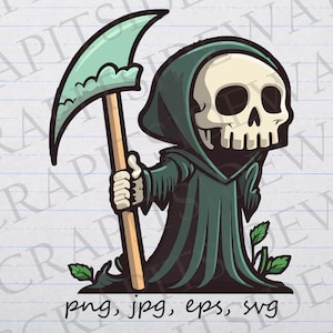 Cute grim reaper clipart vector graphic svg png jpg eps cute death pastel goth