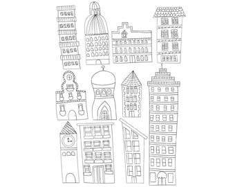 Set of Hand-drawn Houses.10 PNG Houses Clipart.hand-drawn - Etsy