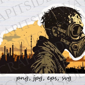 gasmasker zombie clipart vectorafbeelding svg png jpg eps apocalyps apocalyptisch dystopisch