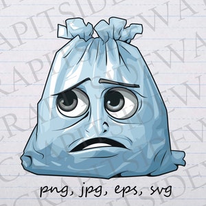 Triste bolsa de plástico clip art clipart vector gráfico svg png jpg eps, salvar el planeta, basura triste