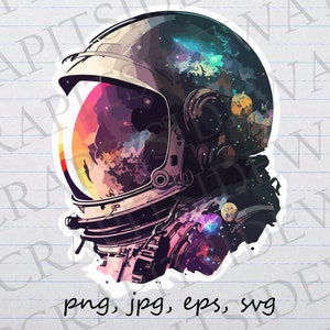 Casco de astronauta con galaxias clipart vector gráfico svg png jpg eps espacio exterior