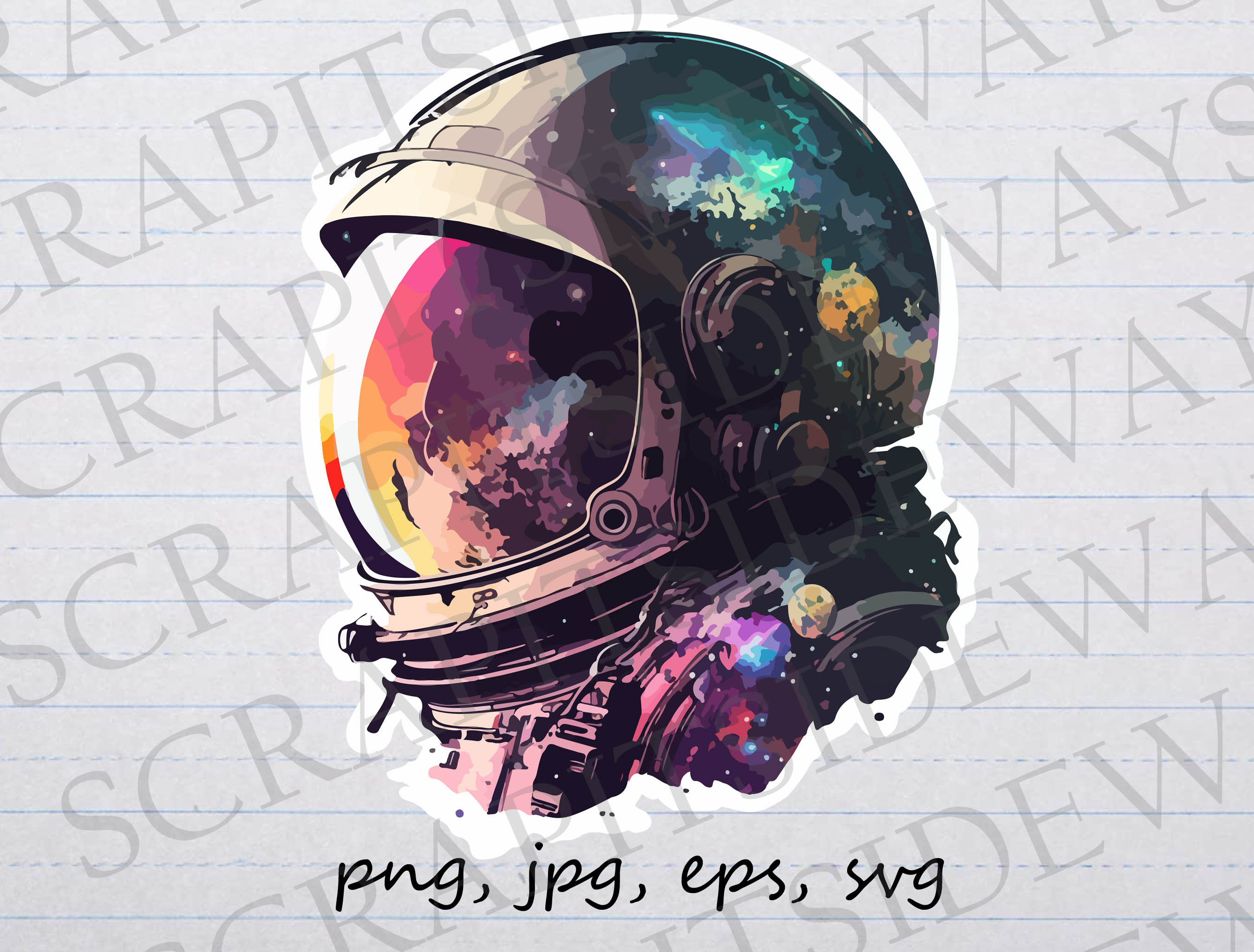 Astronaut Helmet With Galaxies Clipart Vector Graphic Svg Png - Etsy