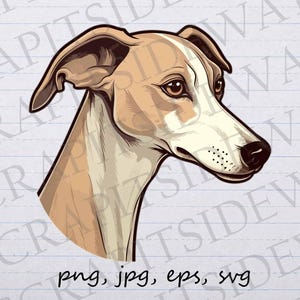 Whippet clipart vector graphic svg png jpg eps, dog, puppy, dog breed, whippet mom, whippet dad, whippet lover