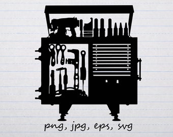 Tool chest silhouette outline clipart vector graphic svg png jpg eps cricut cutting file tool box tool trunk