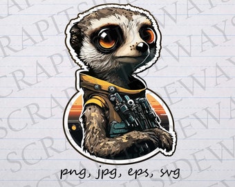 Sci fi meerkat clip art clipart vector graphic svg png jpg eps, futuristic animal