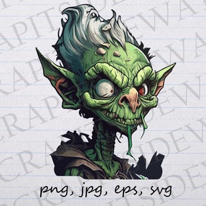Funny cross-eyed goblin clipart clip art vector graphic svg png jpg eps sticker design, cute goblin, earth goblin, forest goblin